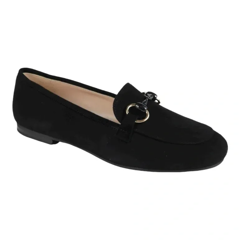 1692 - Black Suede Flat Loafer for Girl/Teen/Women by London Kids