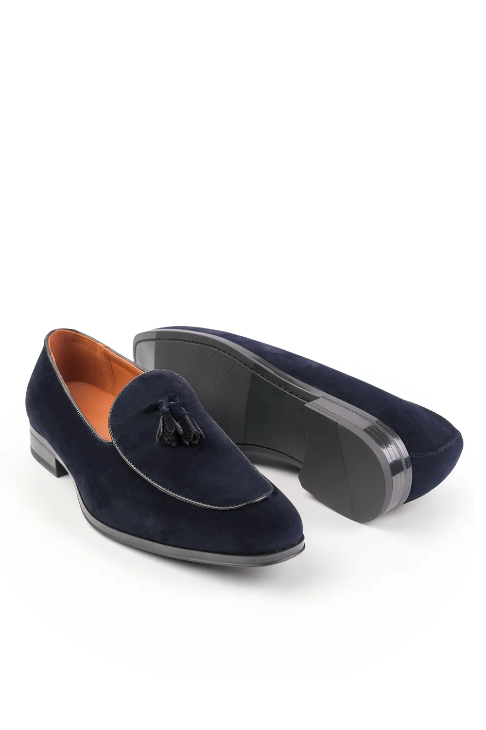 ALBERT SLIP ON TASSEL LOAFERS IN NAVY SUEDE