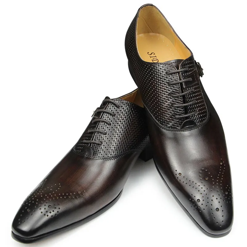 Aubino 2 - Luxury Men's single strap Cap Toe Oxford Shoes (2 patterns design)