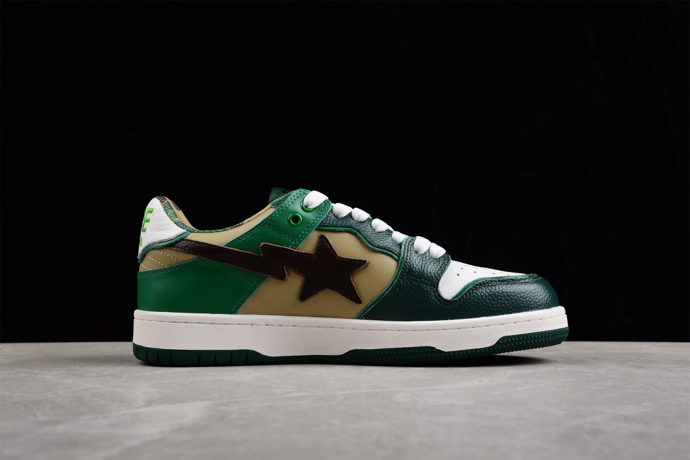 BAPE STA Low-Top Sneakers in Green and Brown