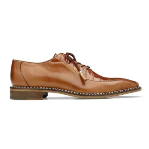 Belvedere Gabriele in Brandy Caiman Crocodile & Calf-Skin Leather Oxfords