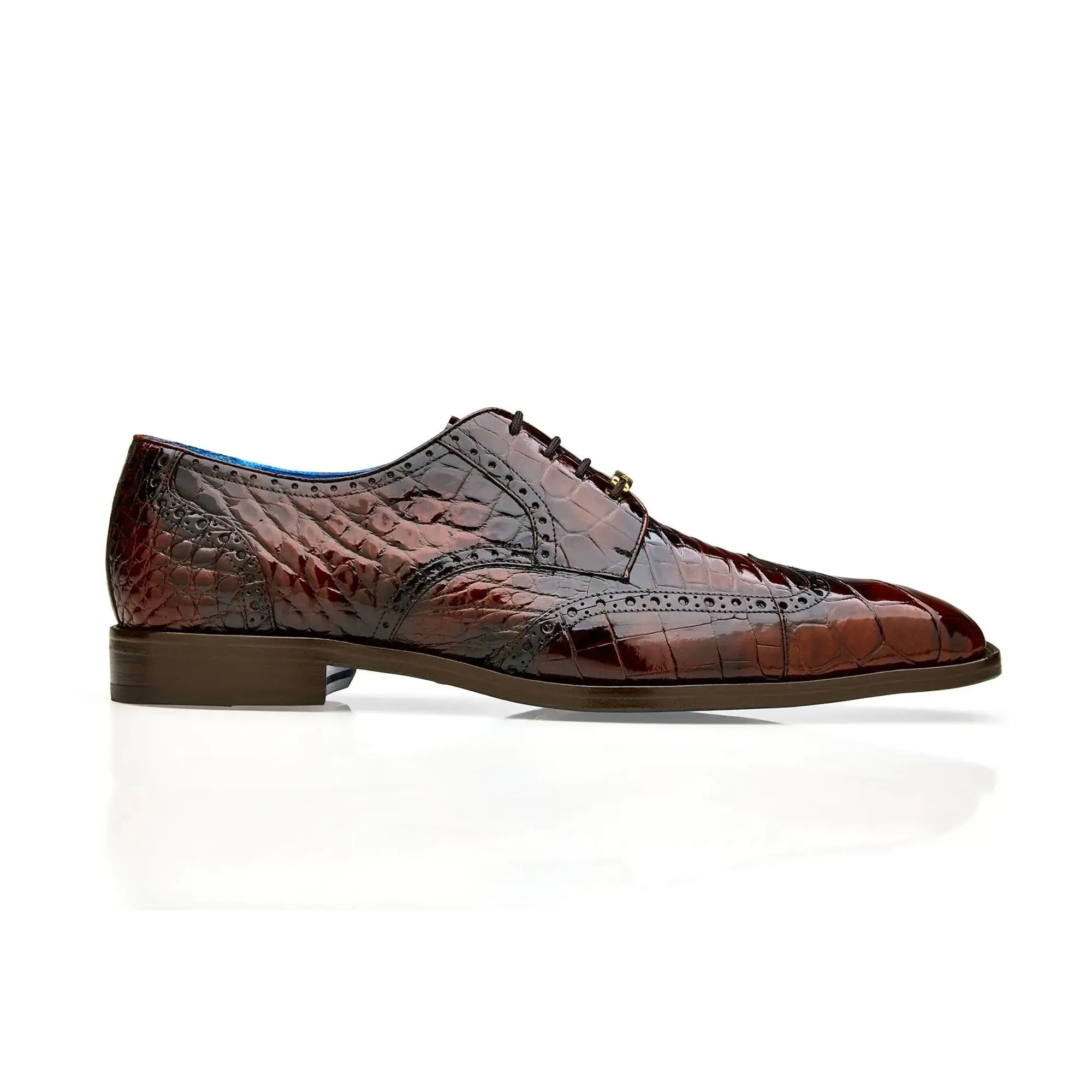 Belvedere Santo in Antique Brown Alligator Oxfords