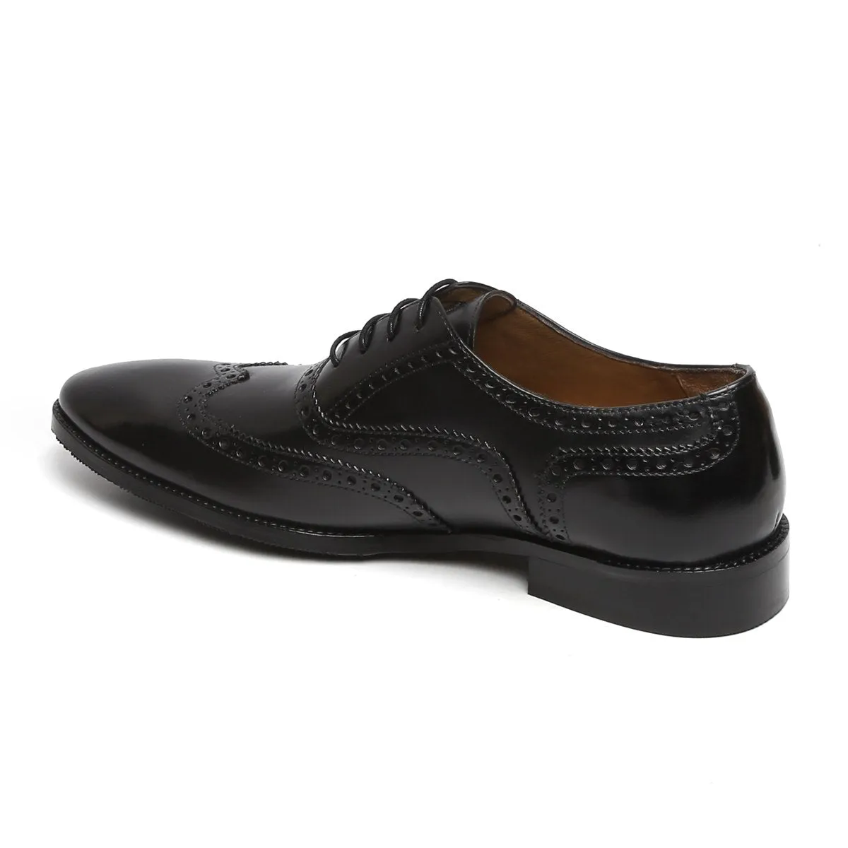 Black Full Wingtip Brogue Oxfords Leather Lace-Up Shoe BY Brune & Bareskin