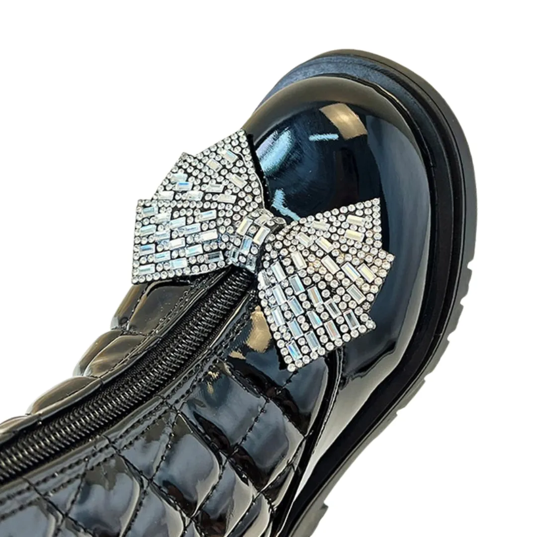 Bling Bow Quilted Boots