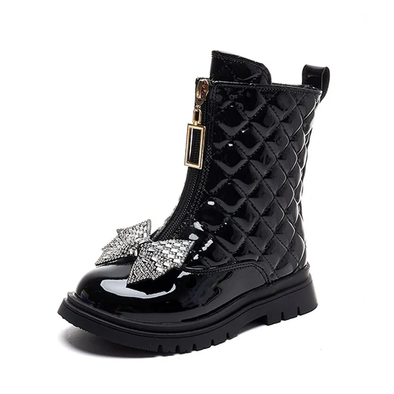 Bling Bow Quilted Boots