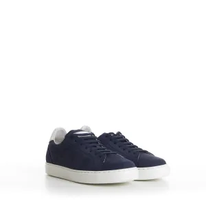 Blue Low-top Sneakers - Nubuck, Rubber Sole, Leather-Trim