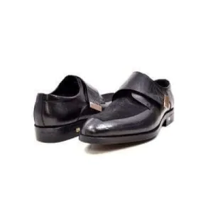 British Walkers Master Men's Black Leather Velcro Loafers