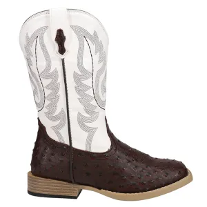 Bumps Faux Ostrich Square Toe Cowboy Boots (Big Kid)