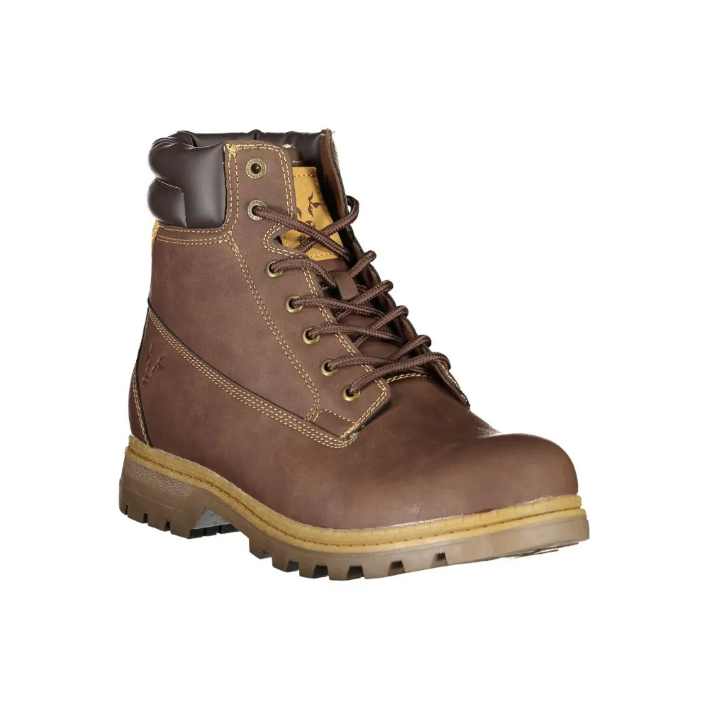 Carrera Elegant Brown Lace-Up Boots with Contrast Detail