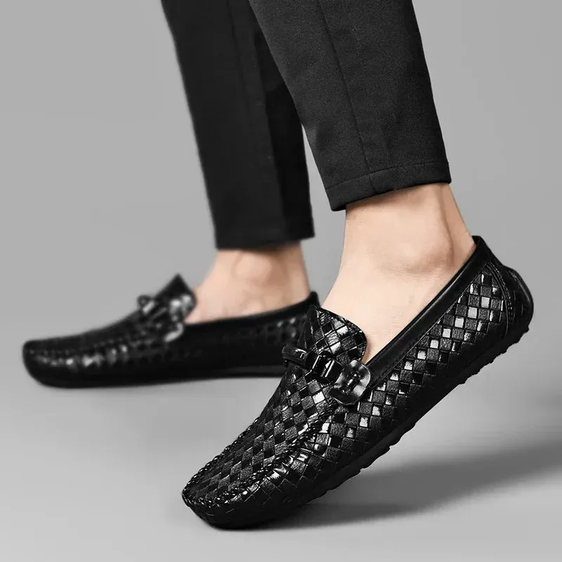 Casual Woven Pattern Appliques Loafers