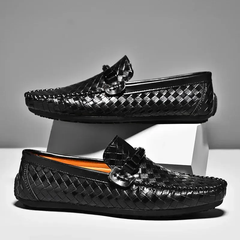 Casual Woven Pattern Appliques Loafers