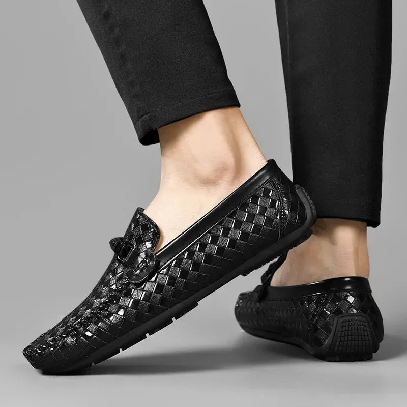 Casual Woven Pattern Appliques Loafers