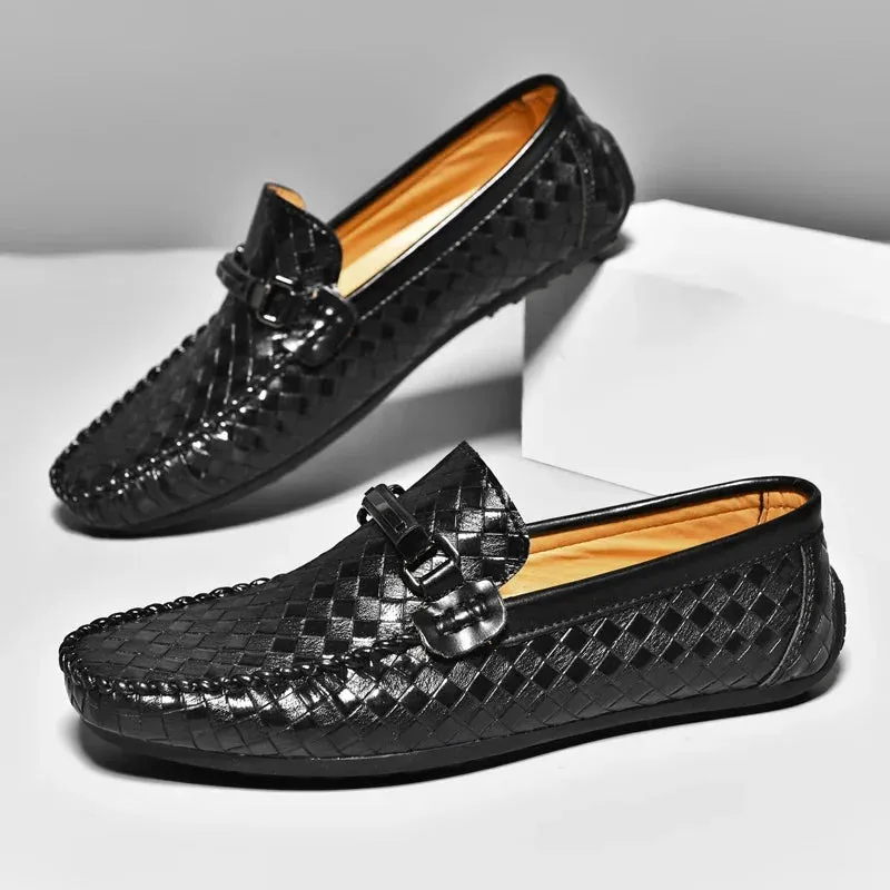 Casual Woven Pattern Appliques Loafers