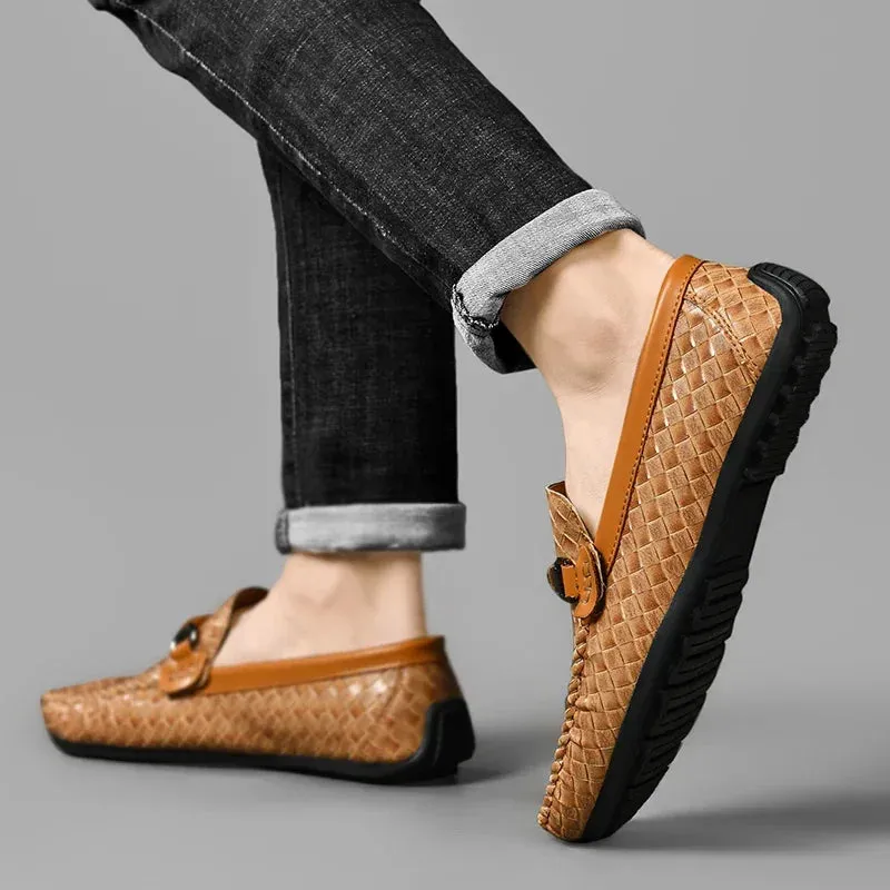 Casual Woven Pattern Appliques Loafers