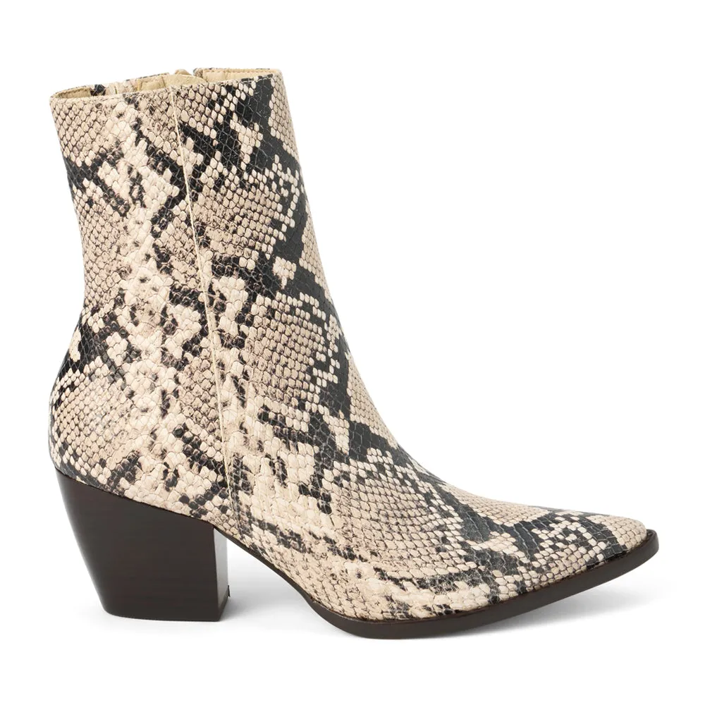 Caty Snake Pointed Toe Zippered Boots