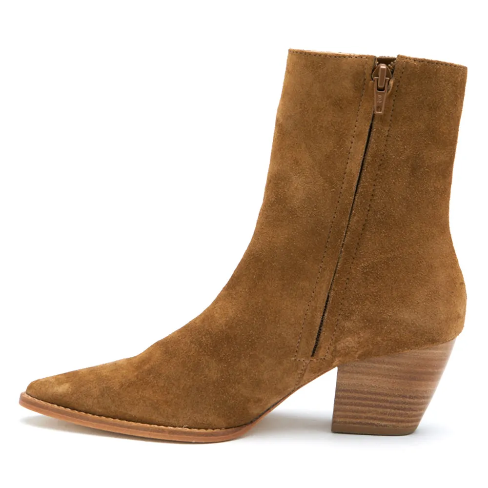 Caty Suede Pointed Toe Zippered Booties