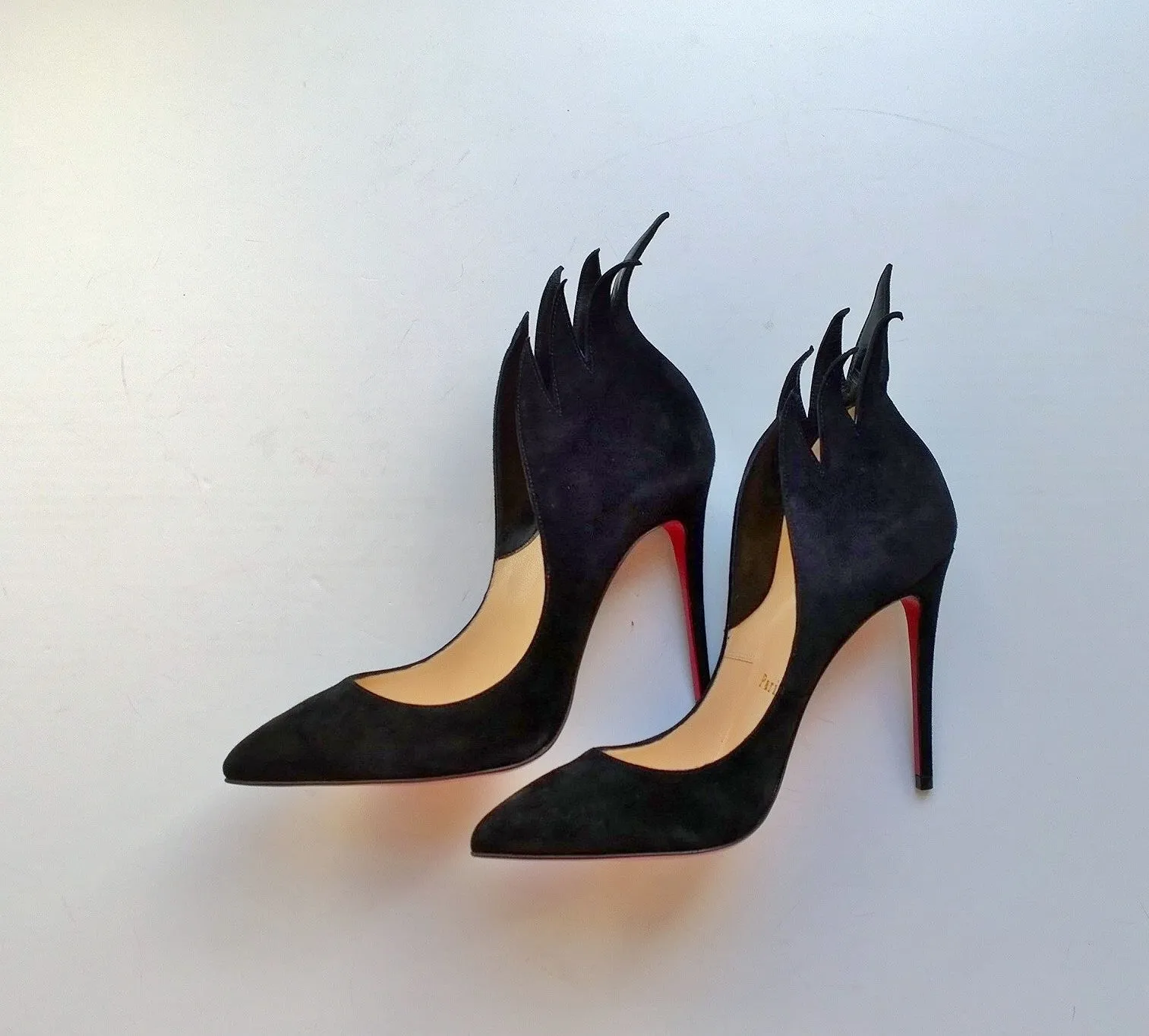 Christian Louboutin Victorina 100 Black Suede Heels flame pumps