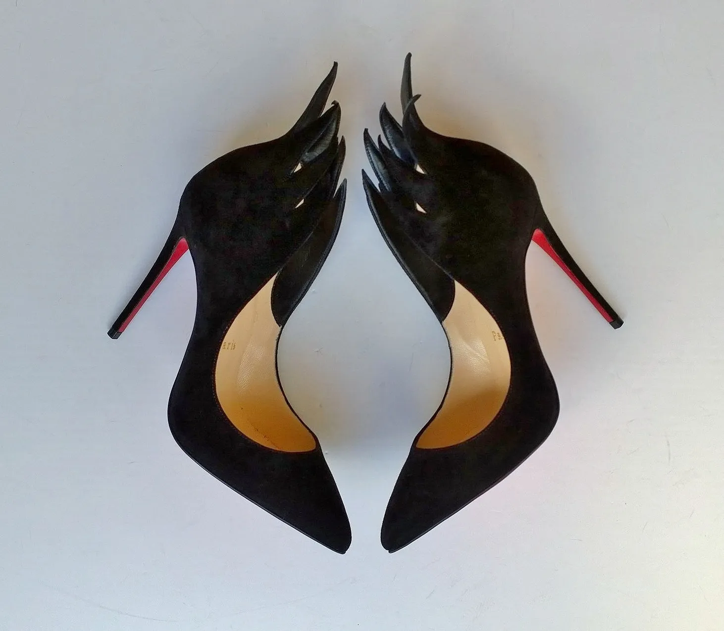 Christian Louboutin Victorina 100 Black Suede Heels flame pumps