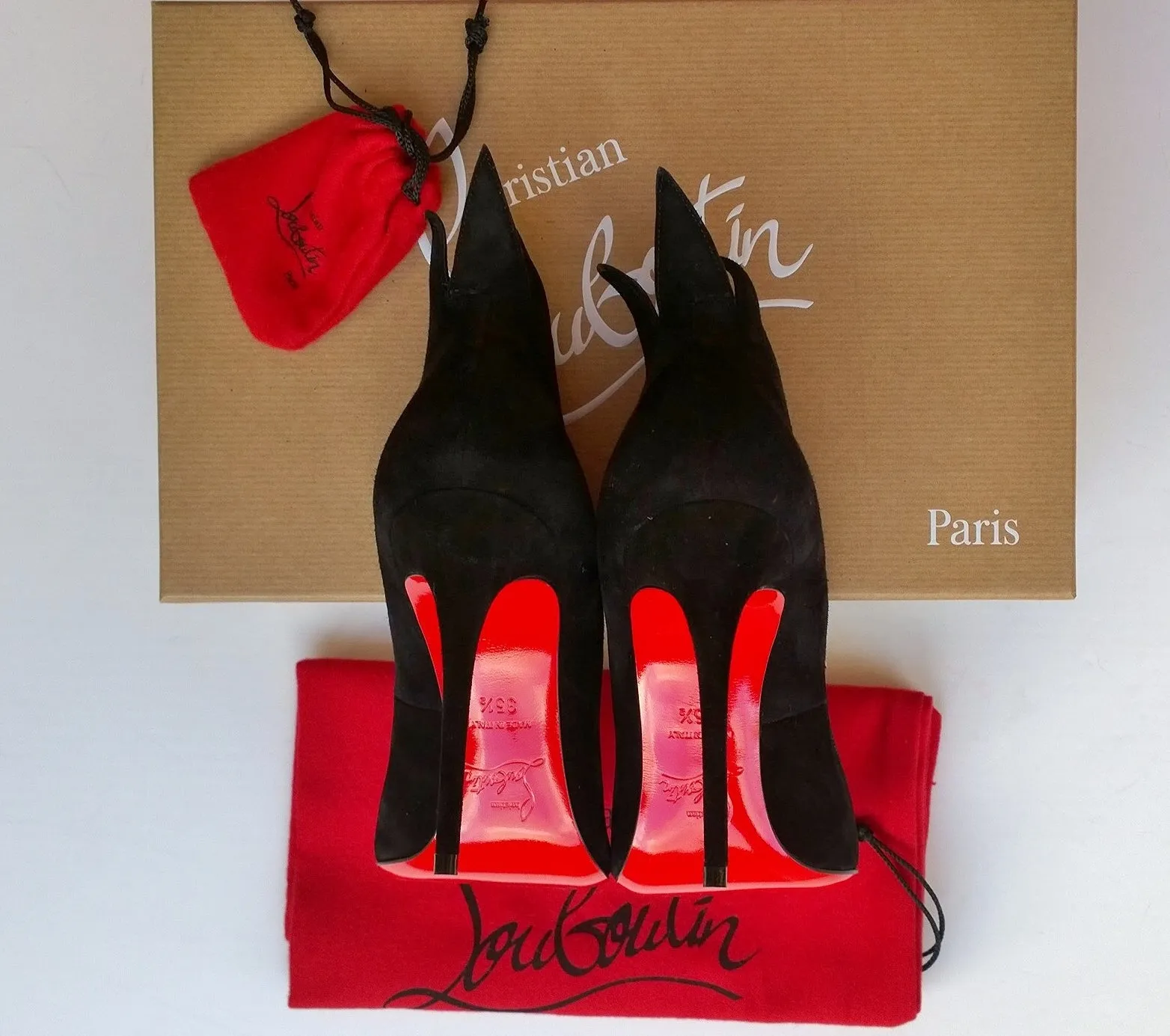 Christian Louboutin Victorina 100 Black Suede Heels flame pumps