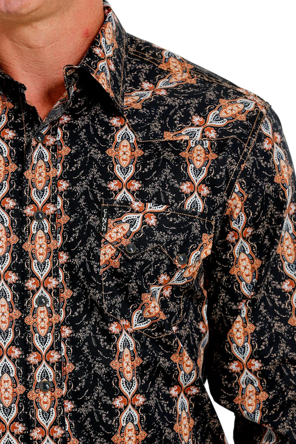 Cinch Men's Black Print Modern Button Down Western Shirt