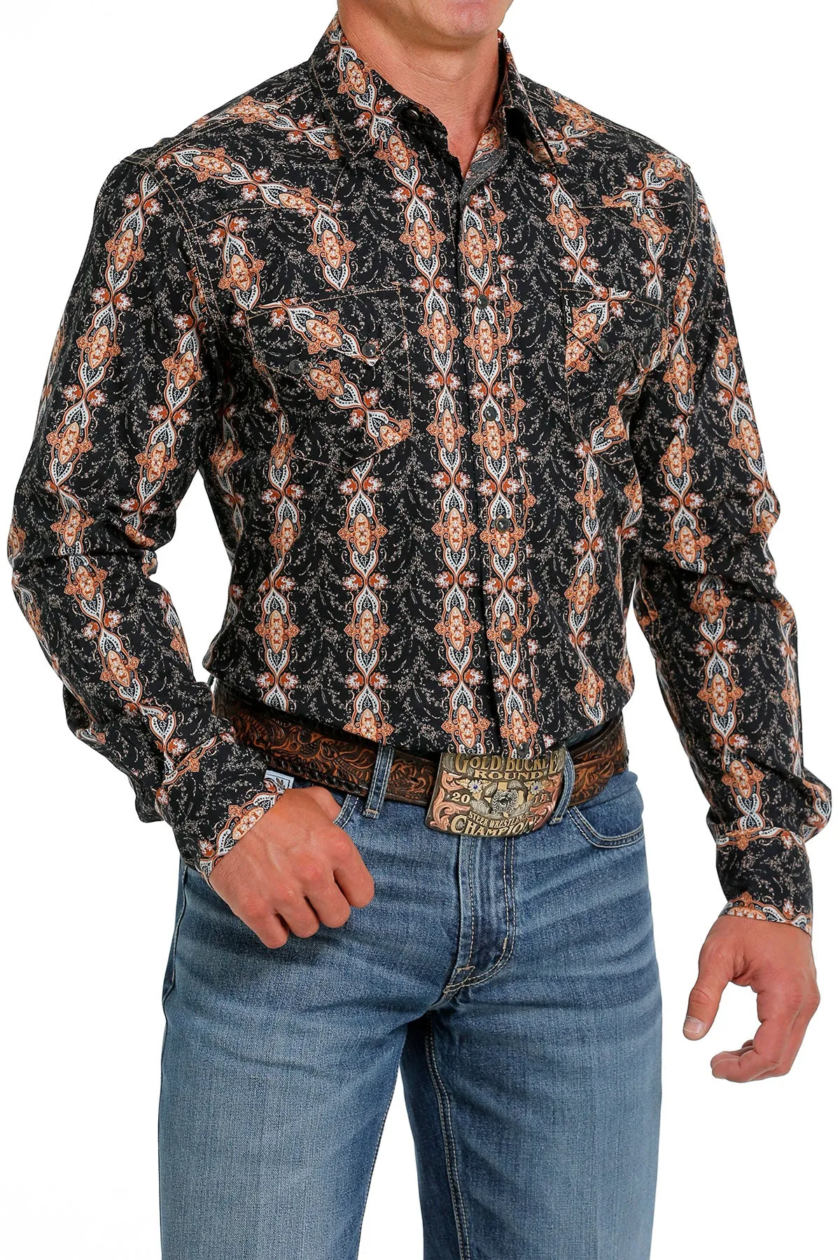 Cinch Men's Black Print Modern Button Down Western Shirt