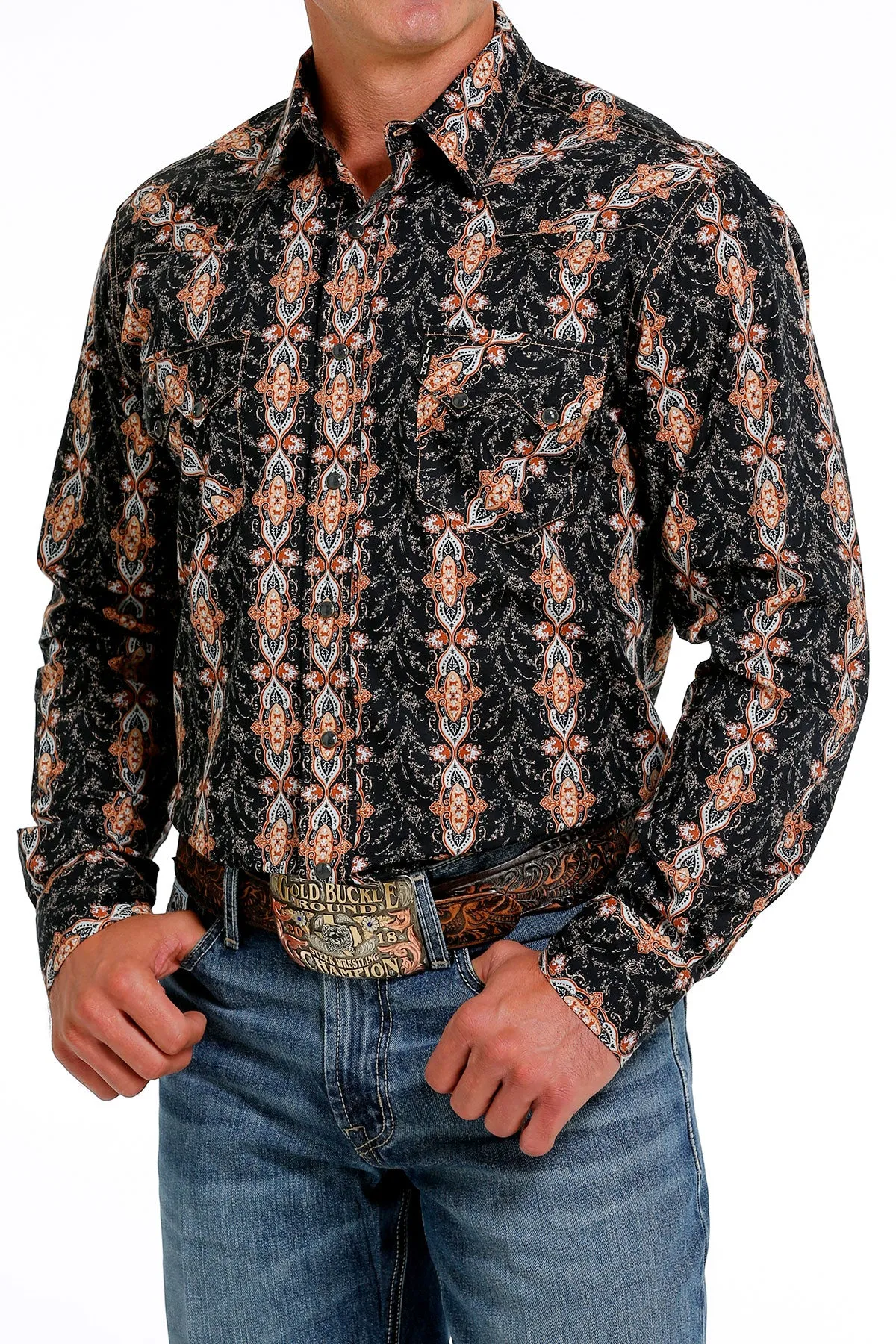 Cinch Men's Black Print Modern Button Down Western Shirt