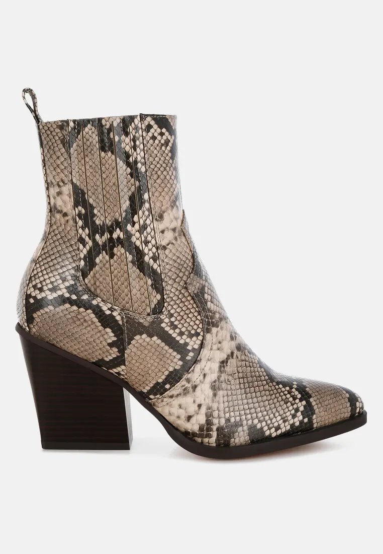 Cornus Snake Print Ankle Boots