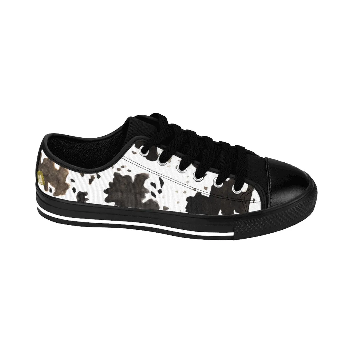 Cow Print Men's Sneakers, Animal Print Low Top Nylon Canvas Tennis Sneaker Footwear Shoes For Men