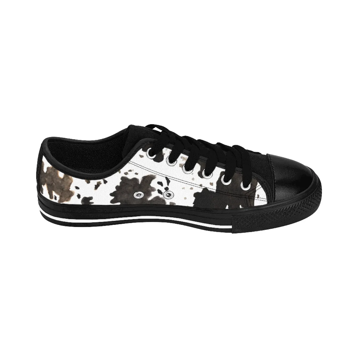 Cow Print Men's Sneakers, Animal Print Low Top Nylon Canvas Tennis Sneaker Footwear Shoes For Men