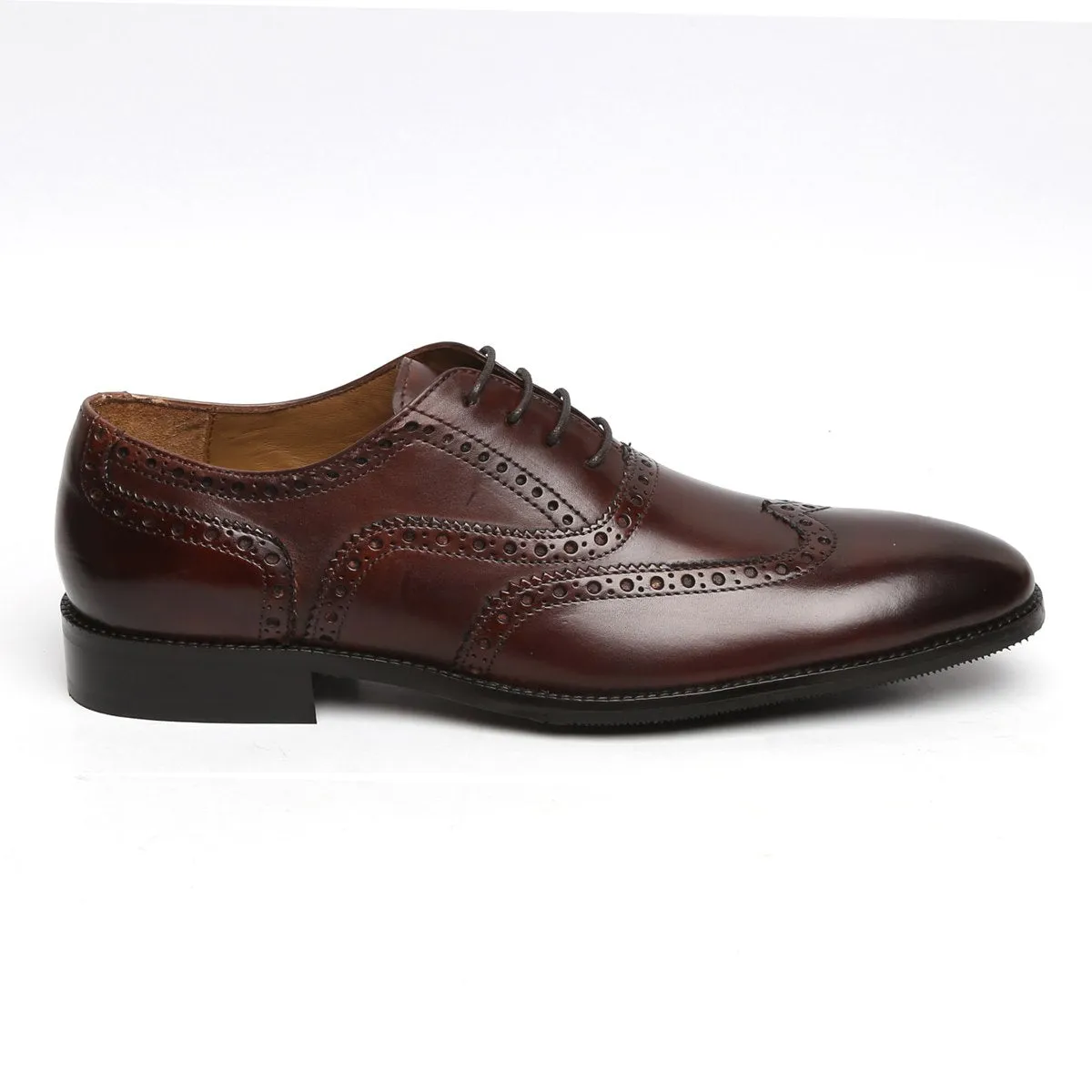 DARK BROWN FULL WINGTIP BROGUE LEATHER OXFORDS SHOE BY BRUNE & BARESKIN