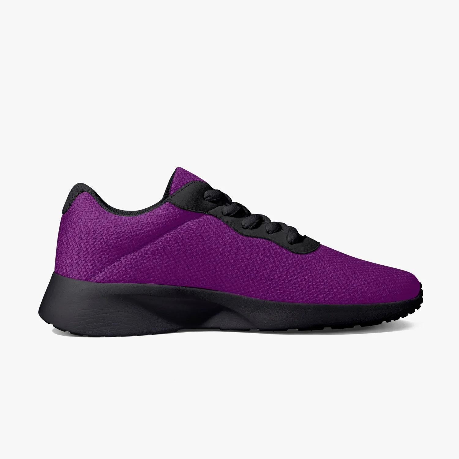 Dark Purple Unisex Sneakers, Soft Solid Purple Color Best Lifestyle Unisex Casual Designer Mesh Running Shoes With Black Soles