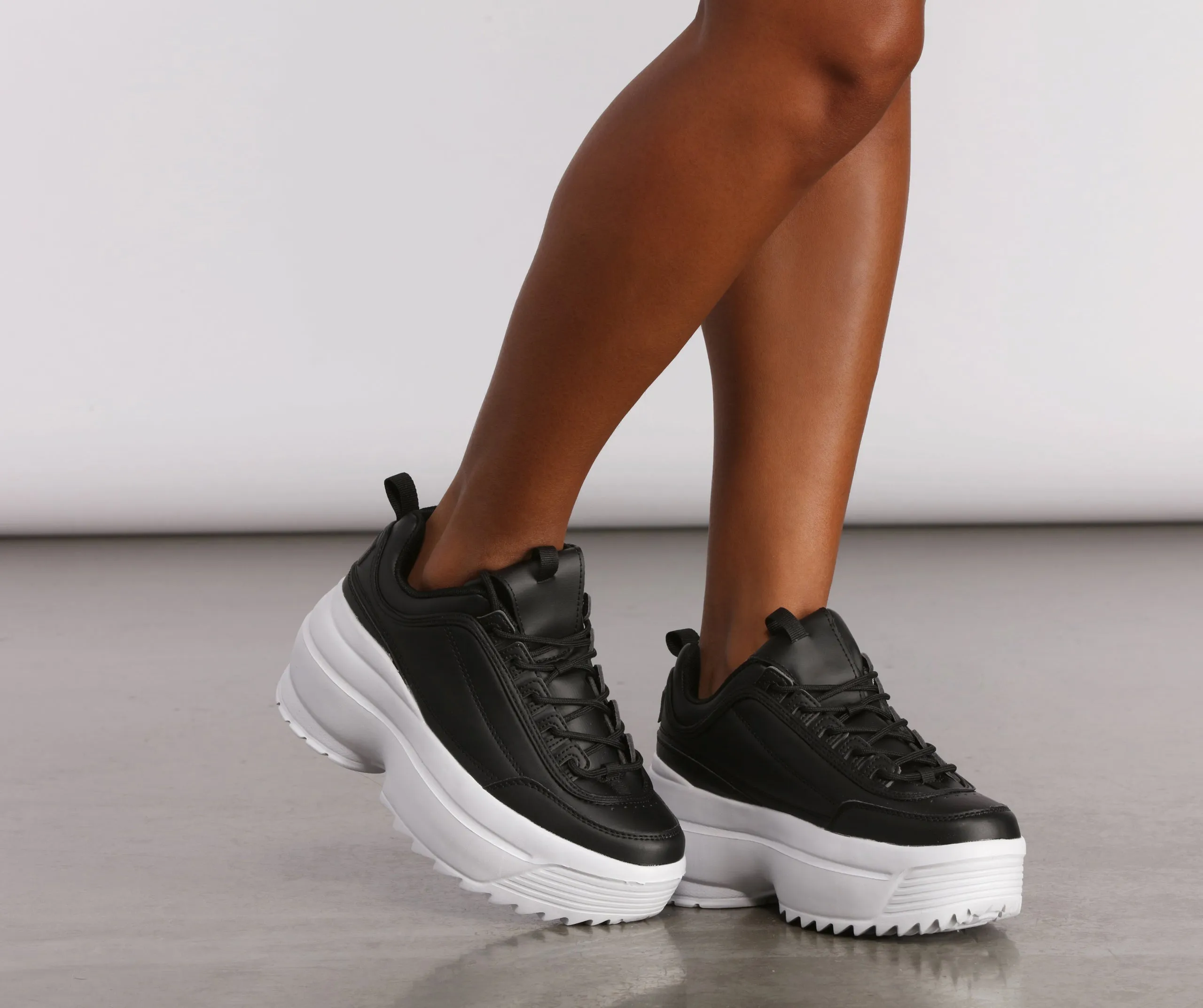 Extra High Textured Platform Chunky Sneakers