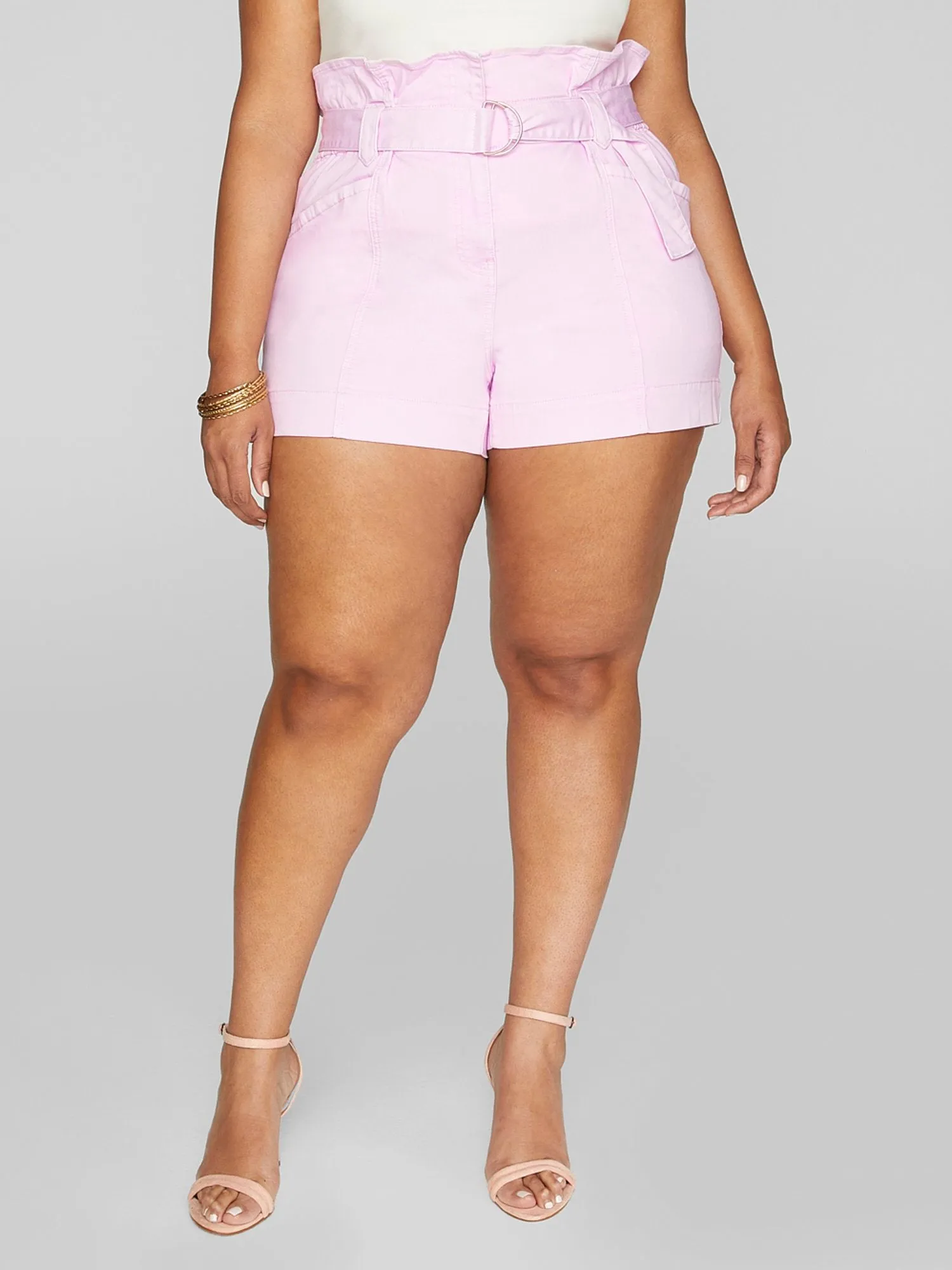 Fashion To Figure - Andie High Rise Paperbag Waist Twill Shorts