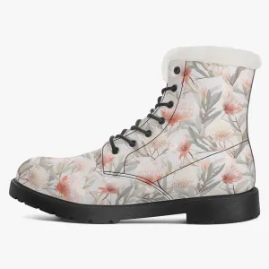 Faux Fur Leather Boots Australian Floral 2