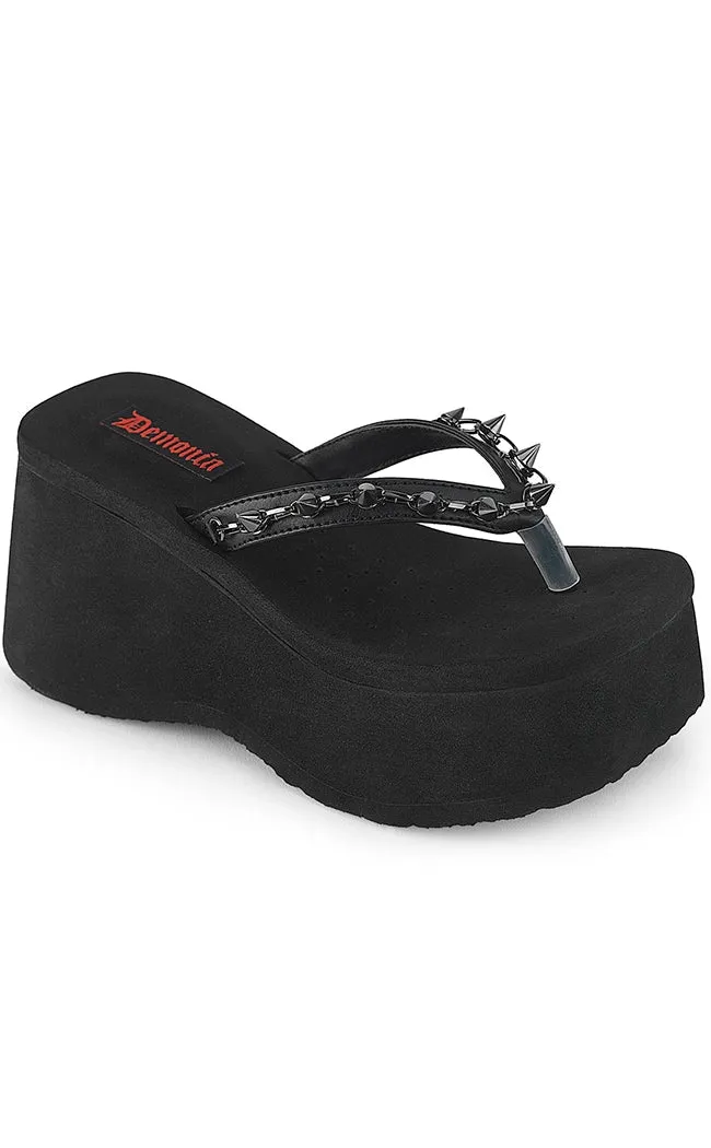 FUNN-35 Black Platform Slide Sandals