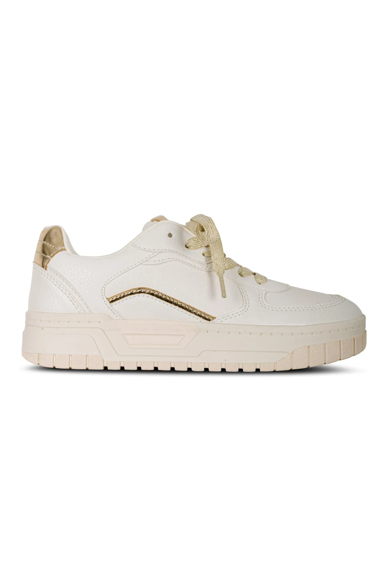 Gold trim Faux Leather Sneakers | WHITE | 611610 ZZ