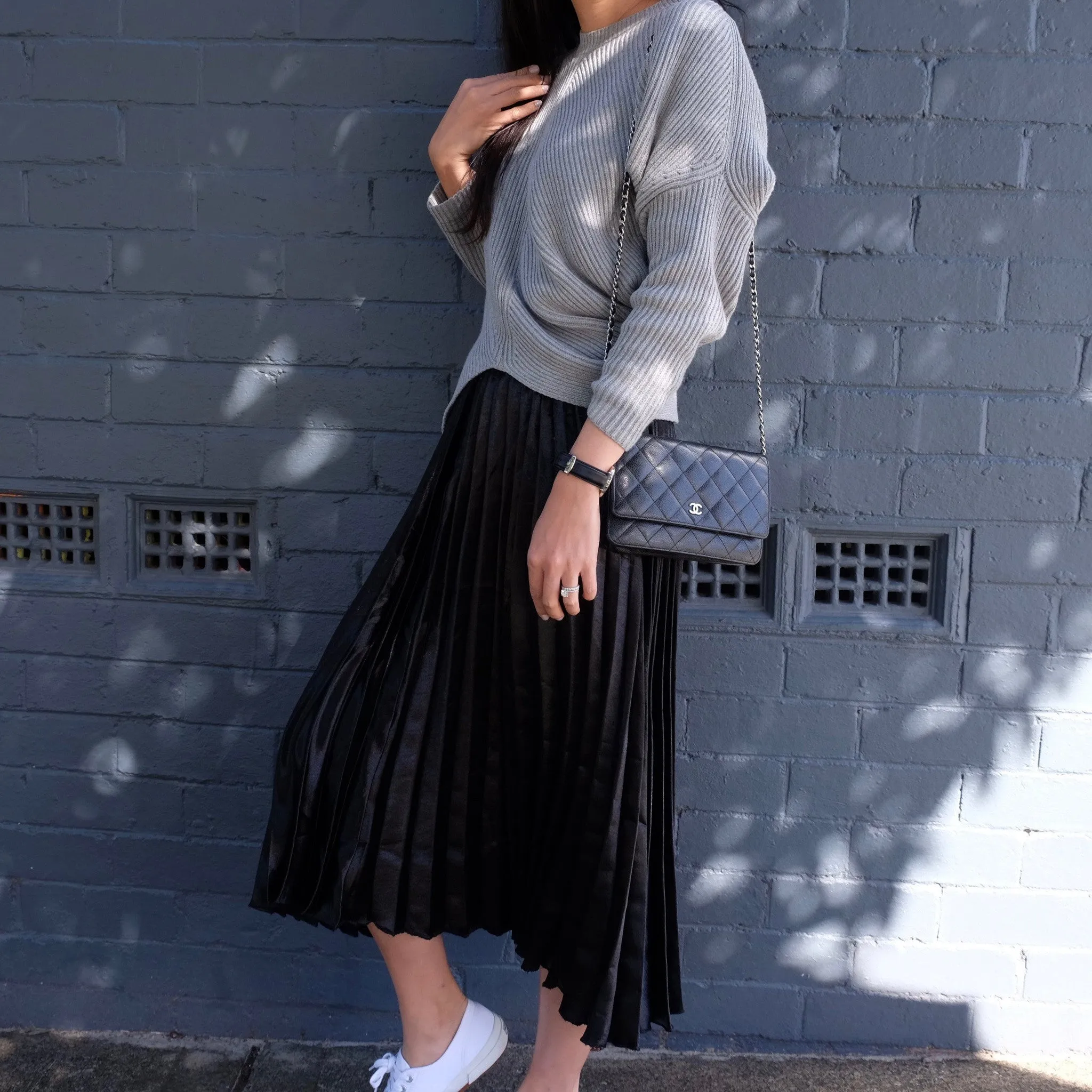 Grace Midi Pleated Skirt - Black