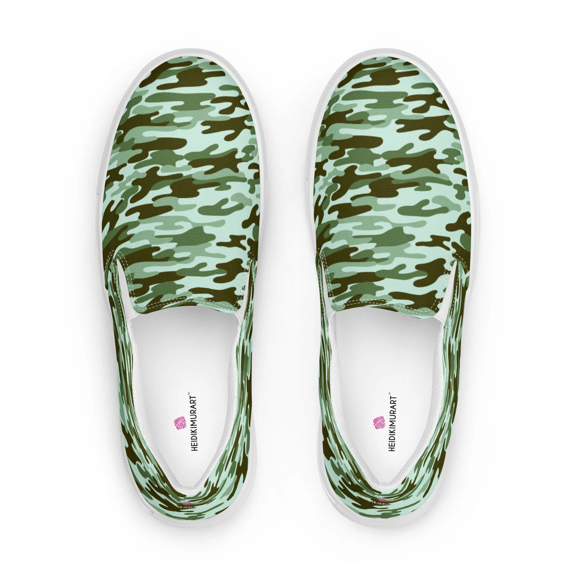 Green Army Print Women's Sneakers, Camouflaged Army Print Women’s Slip-On Canvas Shoes (US Size: 5-12)