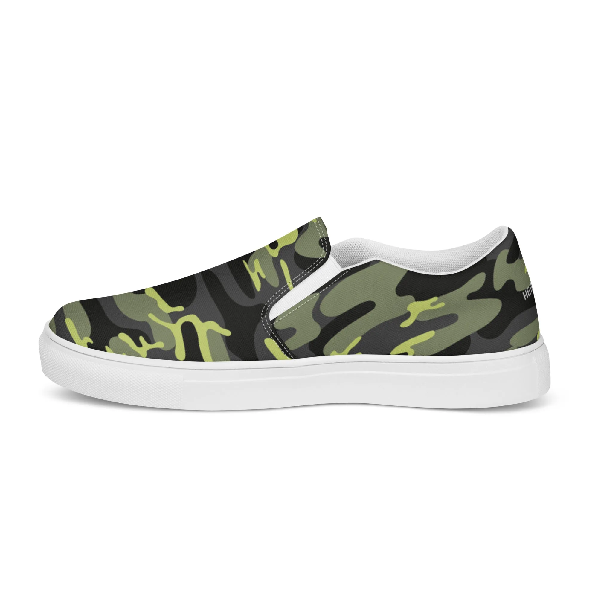 Green Camo Army Women's Sneakers, Best Women’s Slip-On Canvas Shoes, Ladies Canvas Shoes (US Size: 5-12)