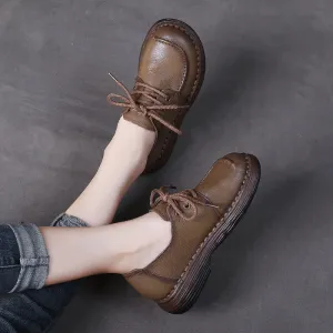 Handmade Genuine Leather Soft Sole Casual Comfort Lace Up Women's Shoes