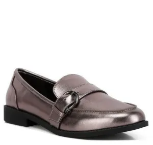 Haruka Metallic Faux Leather Loafers