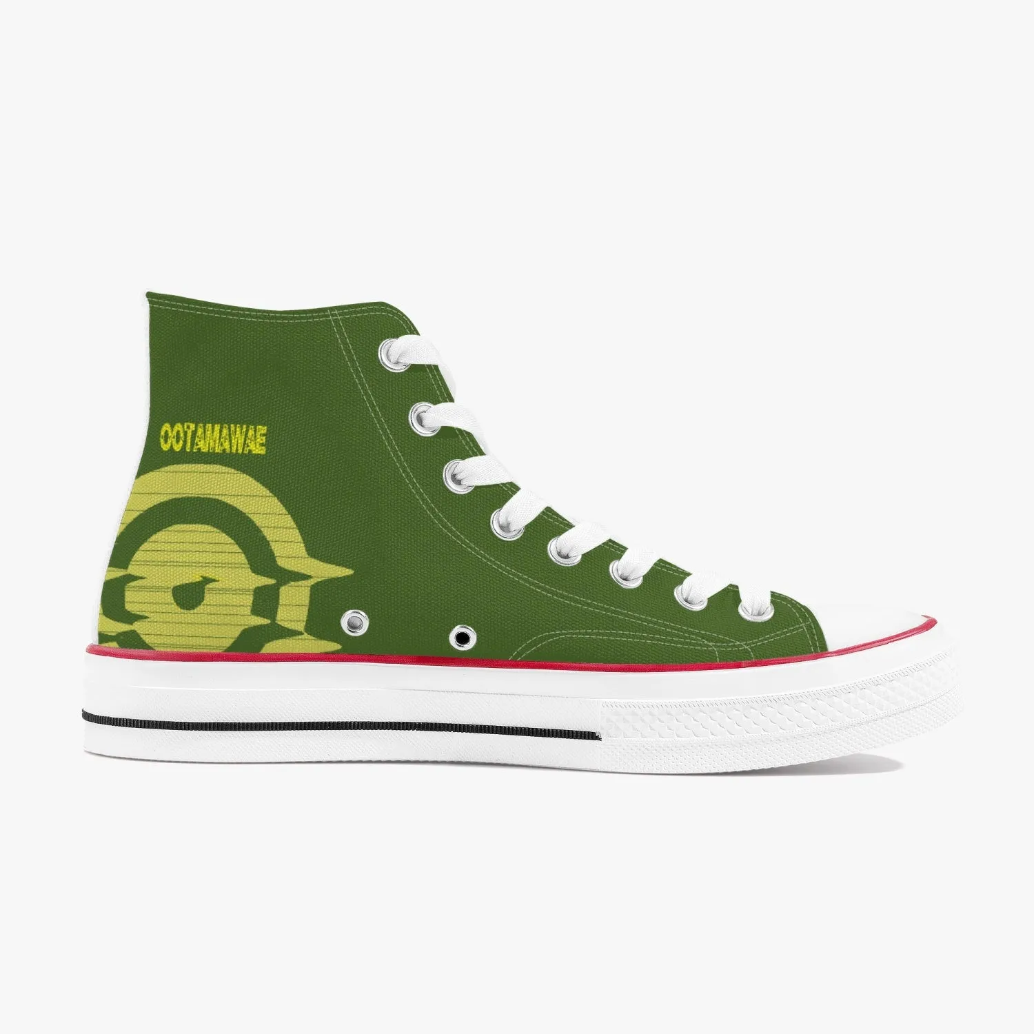 High-Top Canvas Shoes - Olive Green