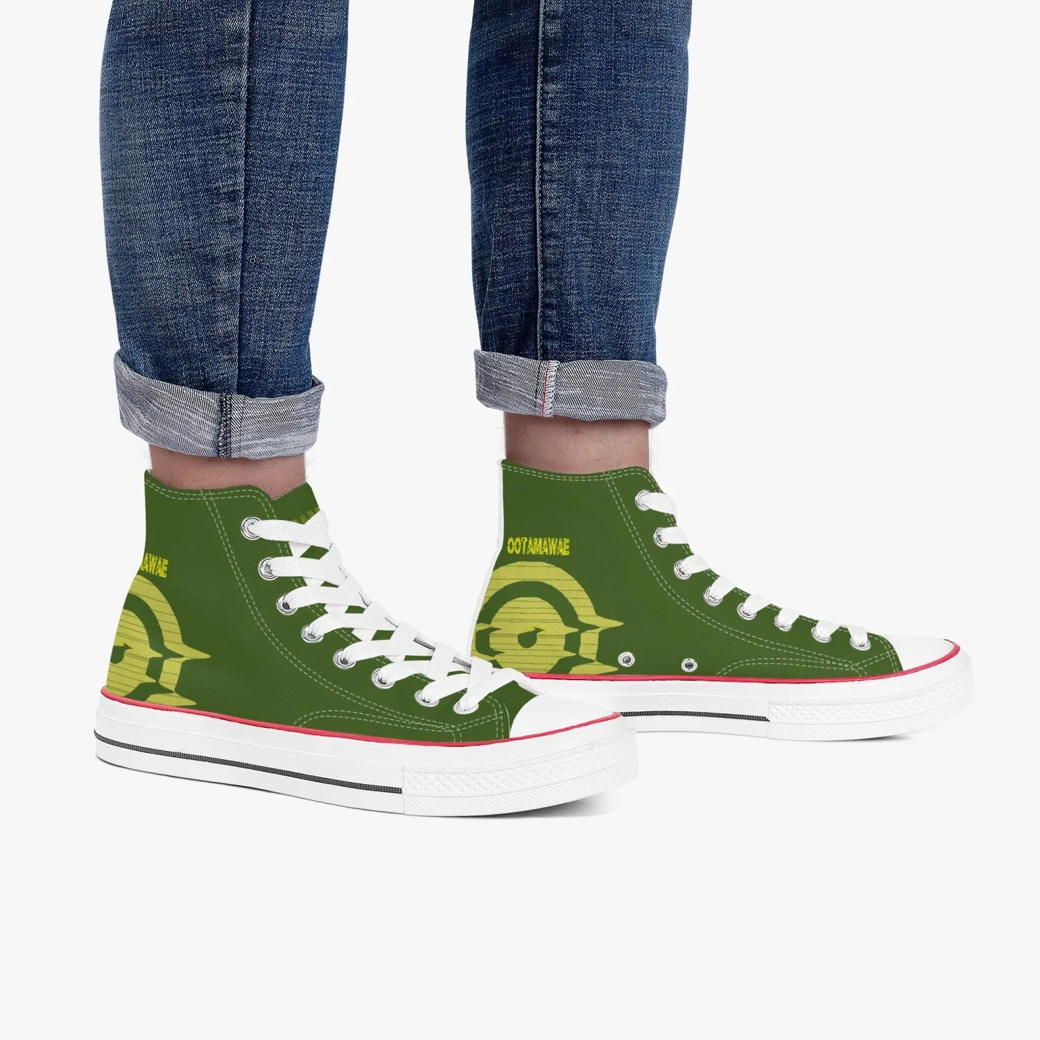 High-Top Canvas Shoes - Olive Green