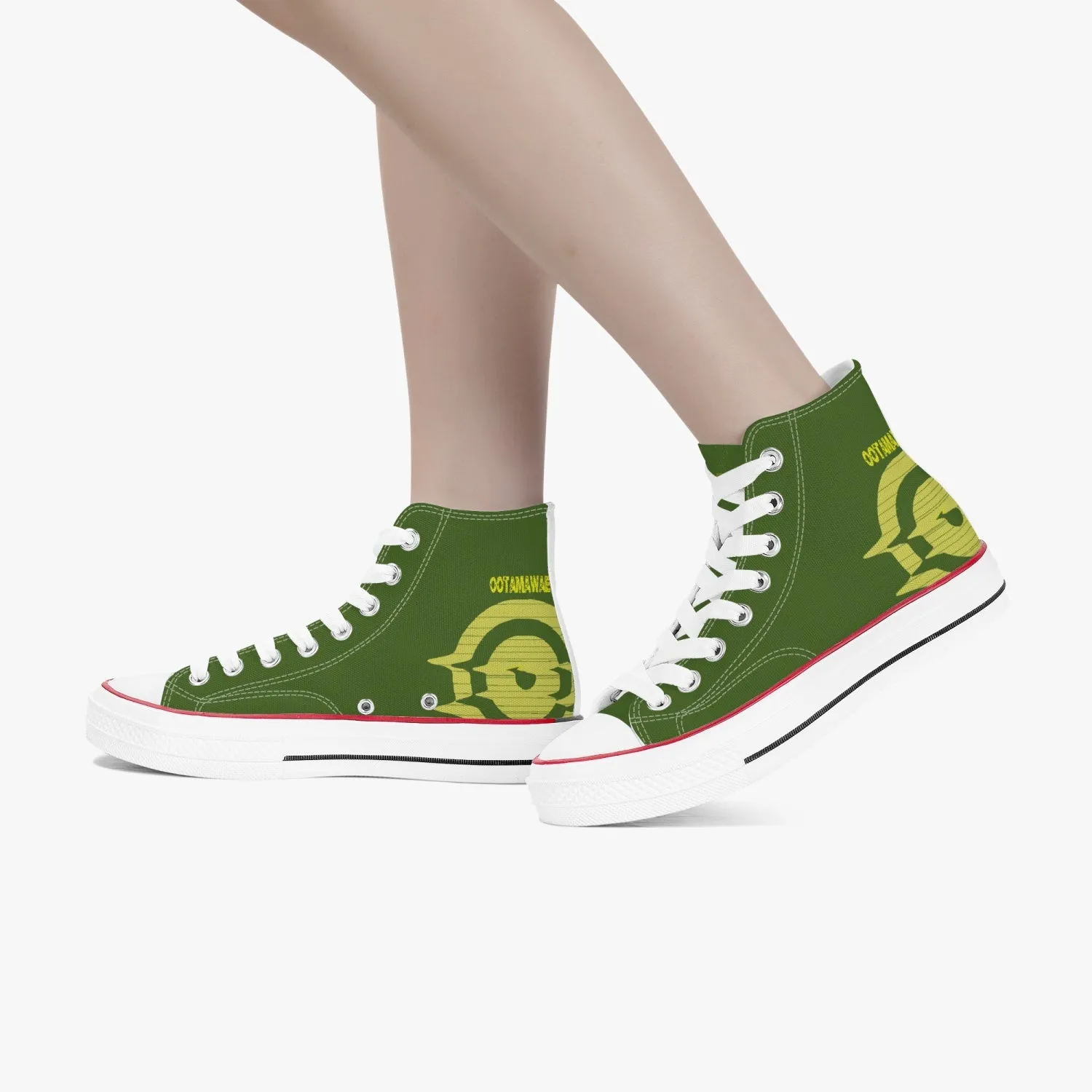 High-Top Canvas Shoes - Olive Green