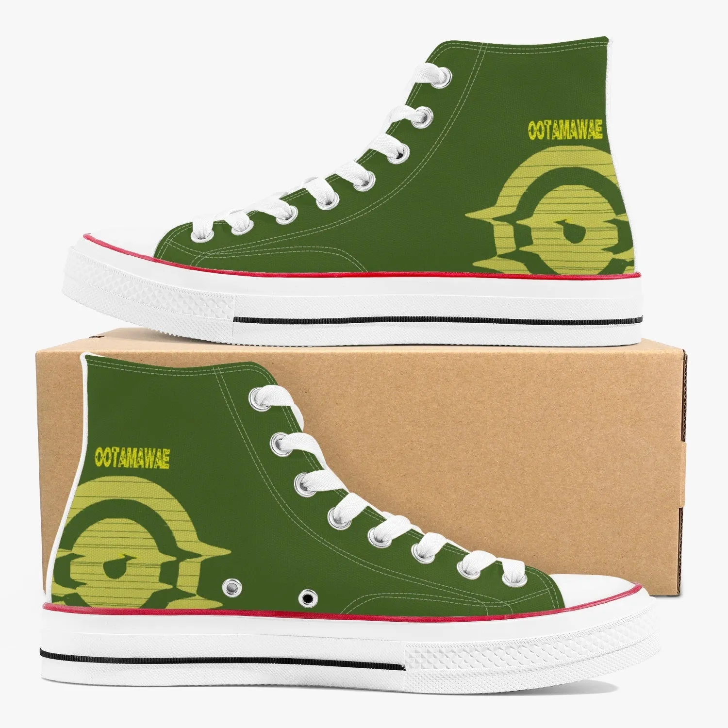 High-Top Canvas Shoes - Olive Green