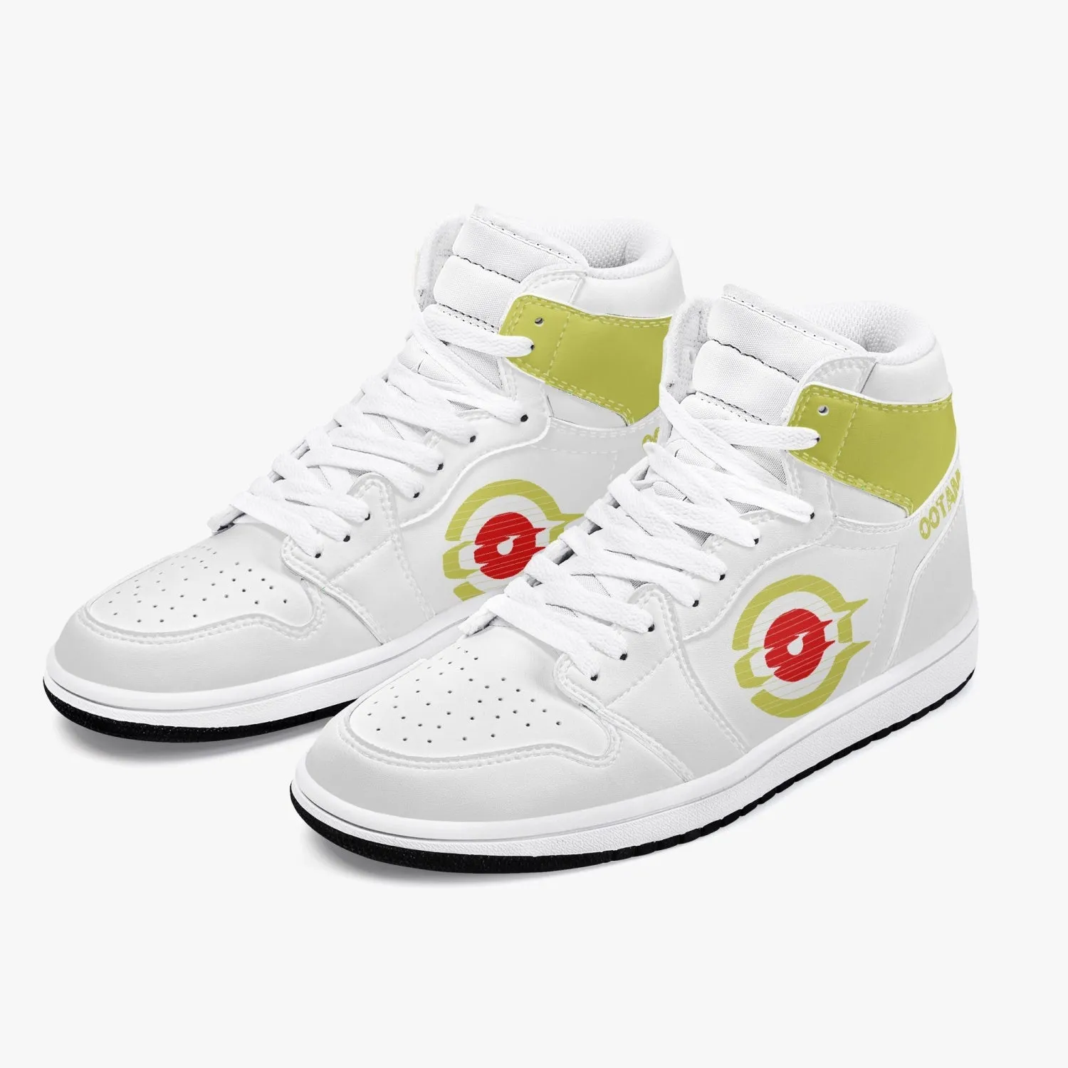 High-Top Leather Sneakers White Yellow