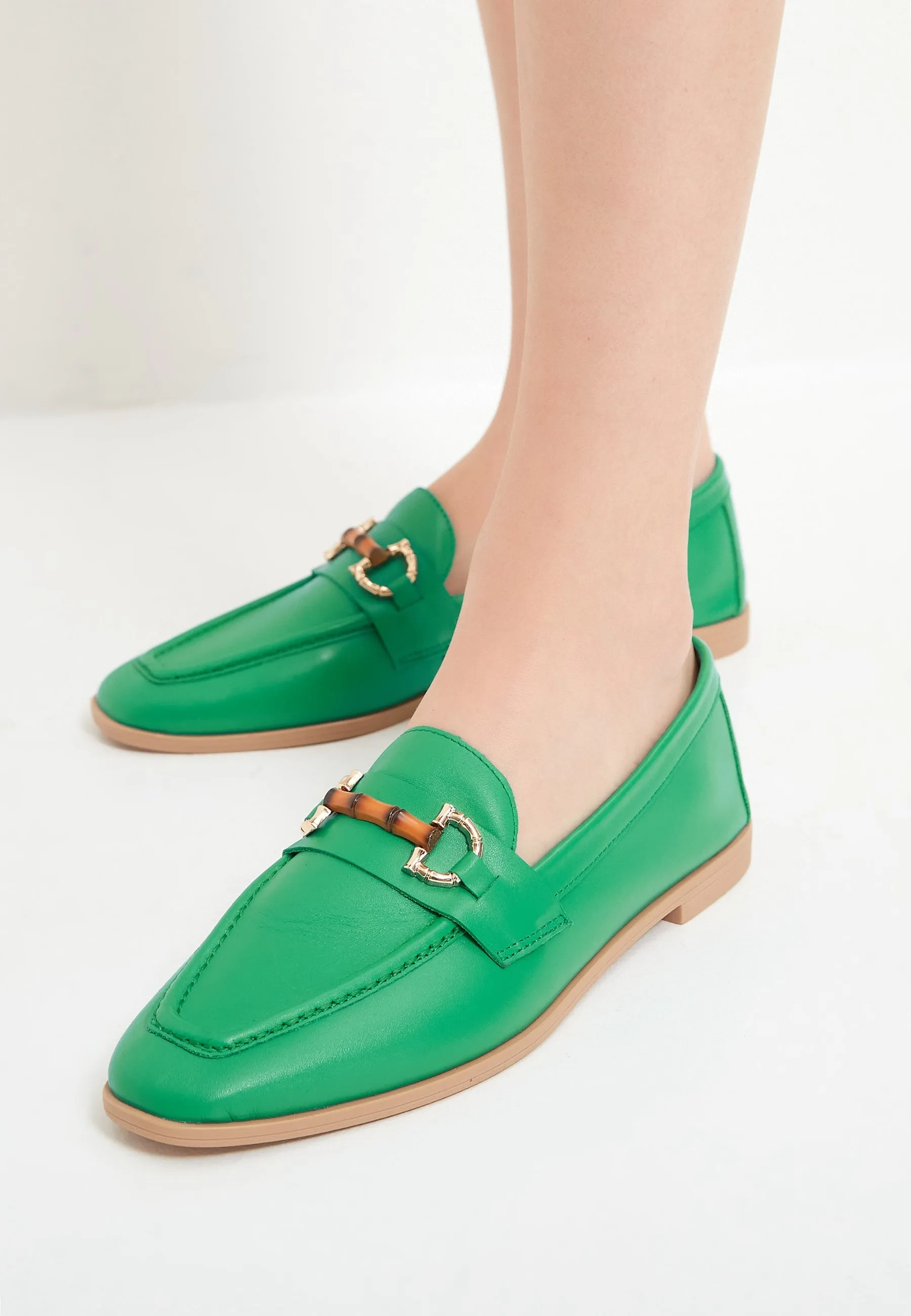 Hight Quality Leather Loafers - Green