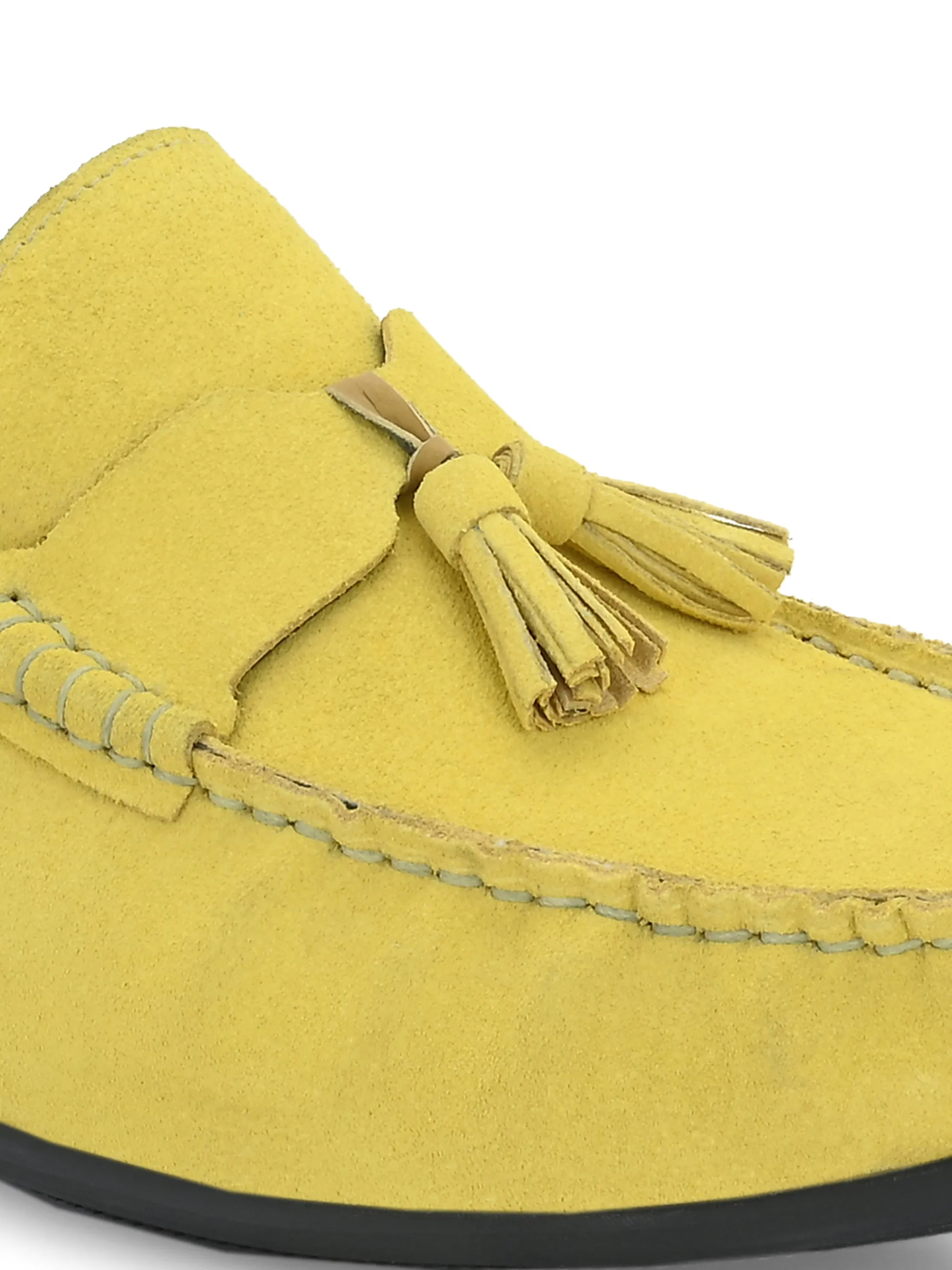 Hitz Men's Yellow Suede Leather Comfort Loafers