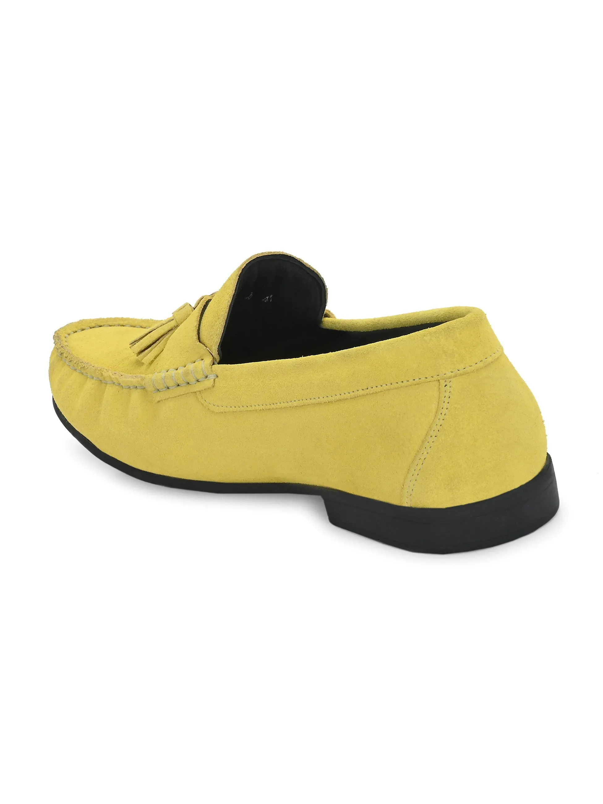 Hitz Men's Yellow Suede Leather Comfort Loafers