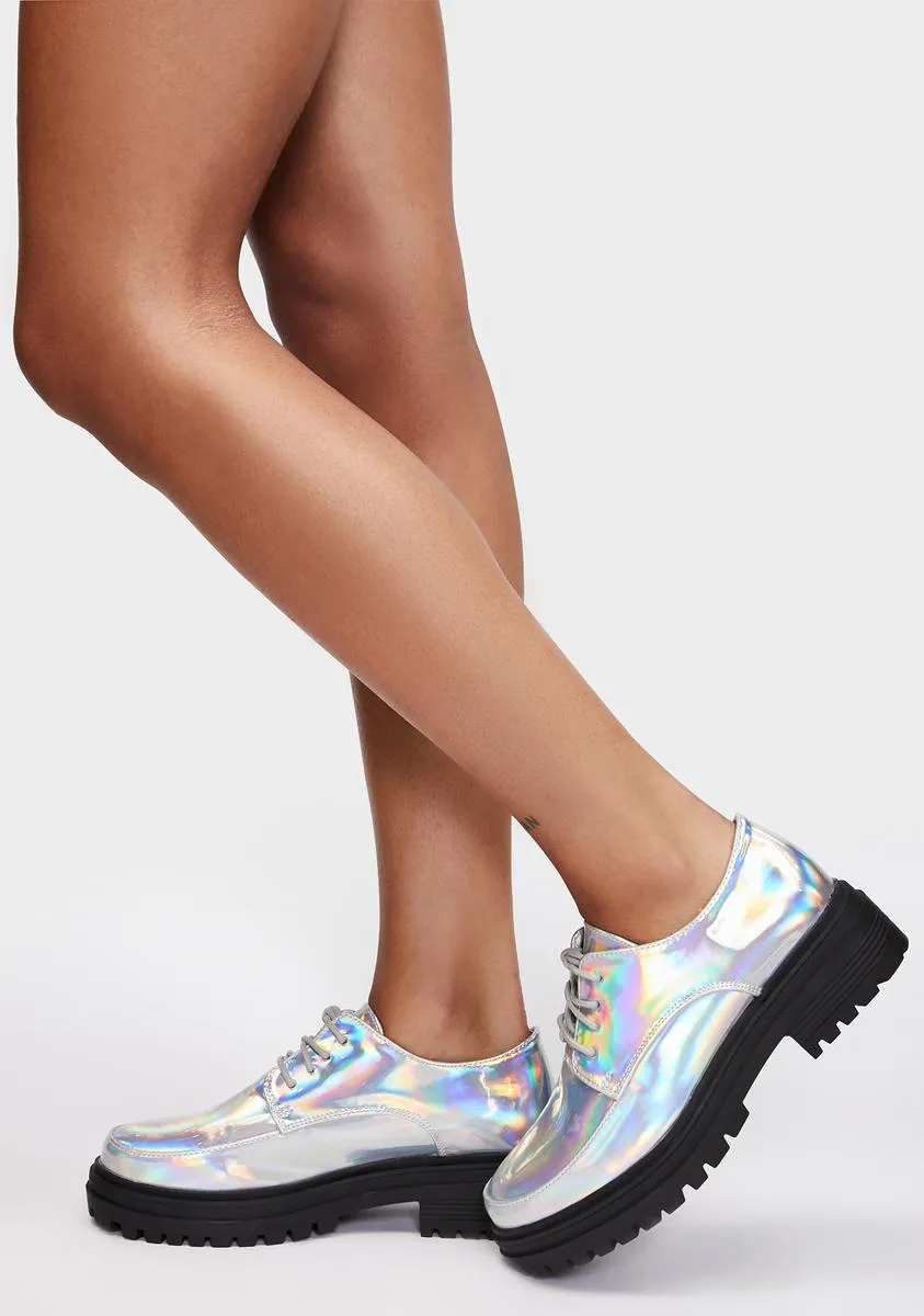 Holographic Formal Greeting Lace-Up Oxfords